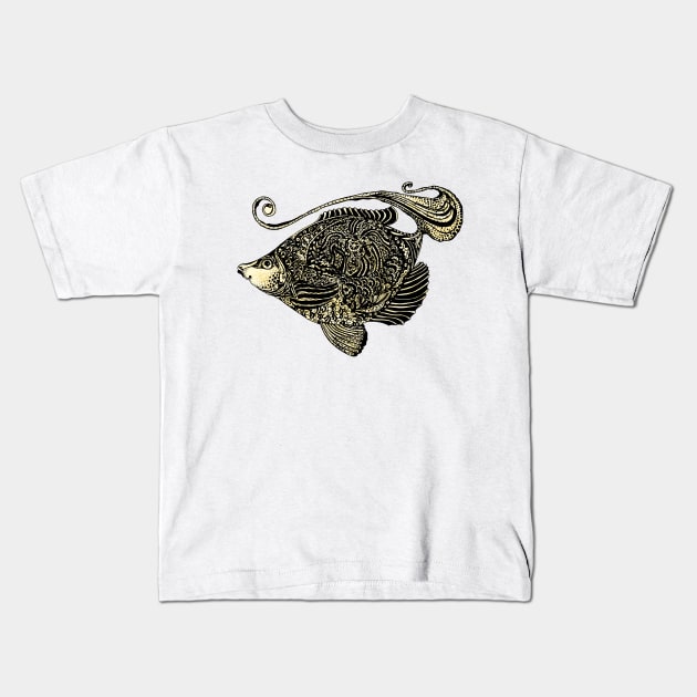 fish ornamental with texture Kids T-Shirt by lisenok